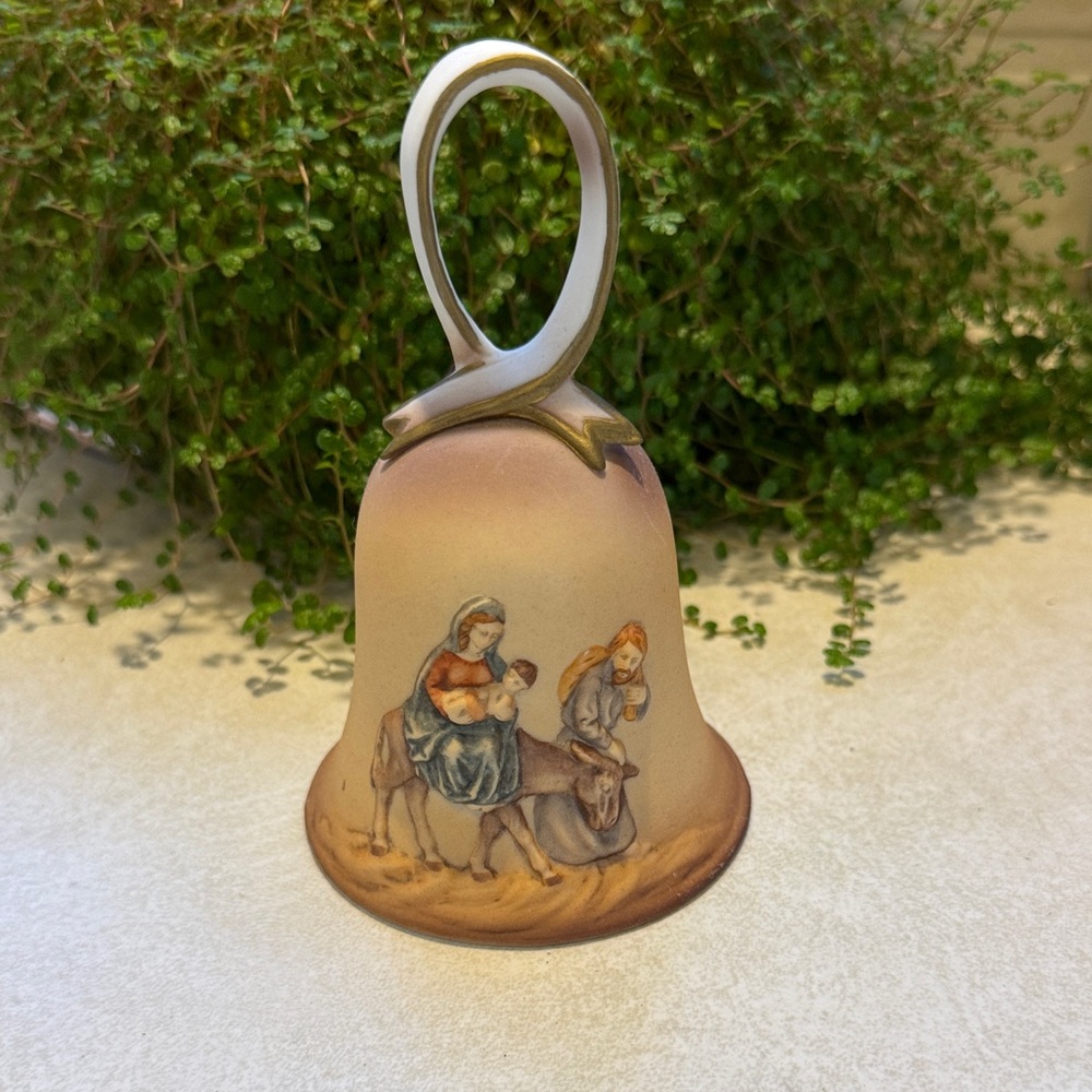 Vintage “Flight into Egypt” Decorative Ceramic Bell with Pastoral Scene